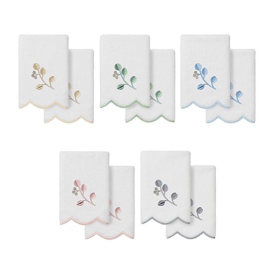 Linum Home Textiles Wild Branch Scallop 2-pc. Embellished Fingertip Towel