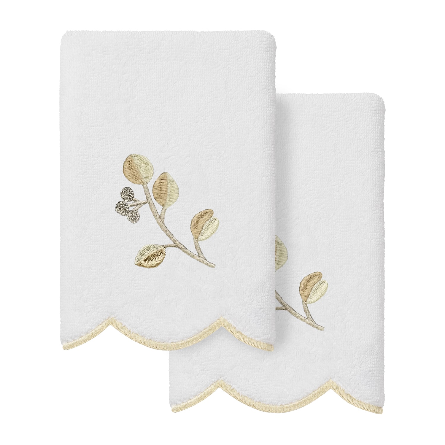 Linum Home Textiles Wild Branch Scallop 2-pc. Embellished Fingertip Towel