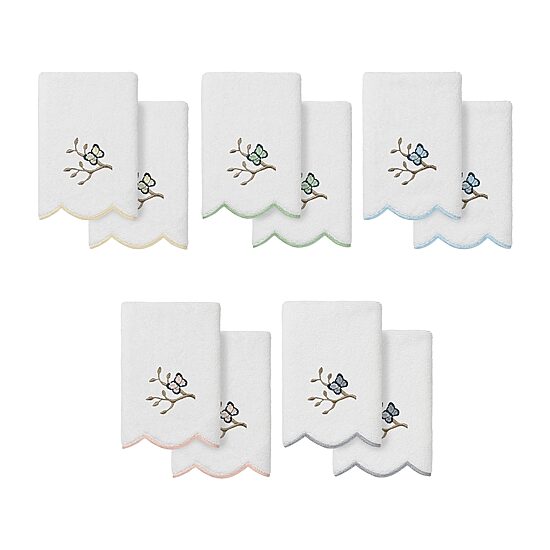 Linum Home Textiles Teresa Scallop 2-pc. Embellished Fingertip Towel