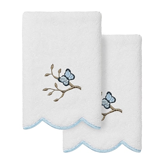 Linum Home Textiles Teresa Scallop 2-pc. Embellished Fingertip Towel