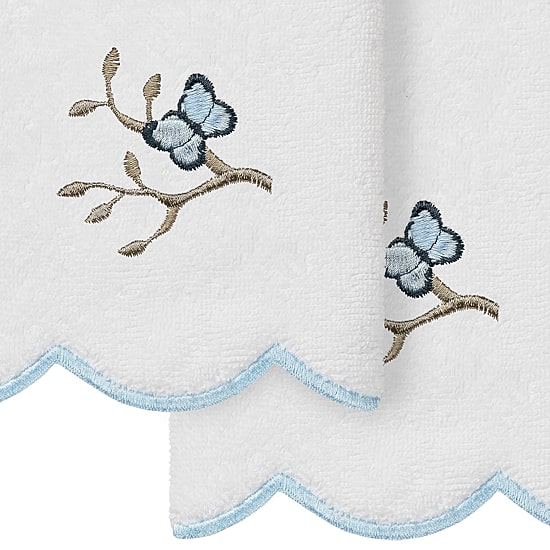 Linum Home Textiles Teresa Scallop 2-pc. Embellished Fingertip Towel