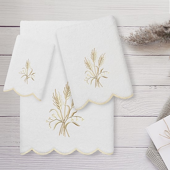 Linum Home Textiles Whitney Scallop 3-pc. Quick Dry Bath Towel Set