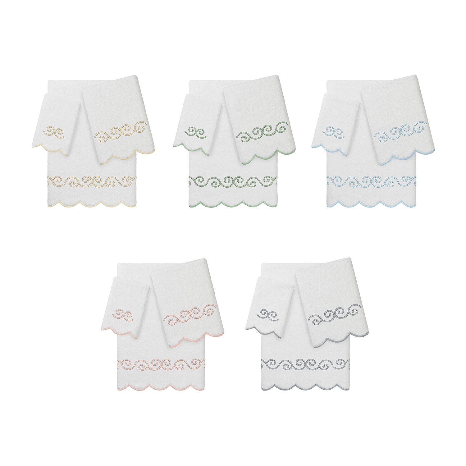 Linum Home Textiles Symmetra Scallop 3-pc. Quick Dry Bath Towel Set