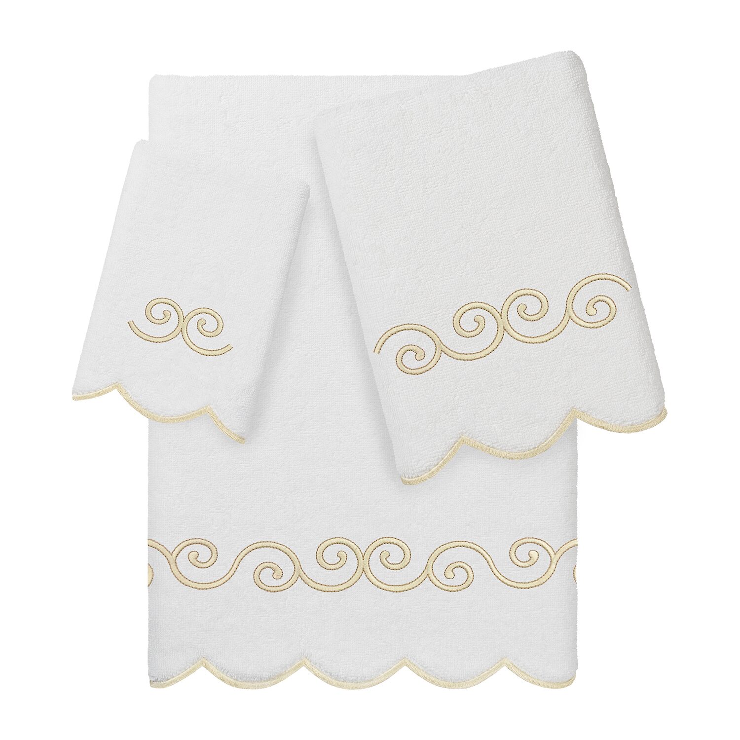 Linum Home Textiles Symmetra Scallop 3-pc. Quick Dry Bath Towel Set