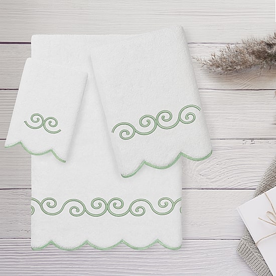 Linum Home Textiles Symmetra Scallop 3-pc. Quick Dry Bath Towel Set