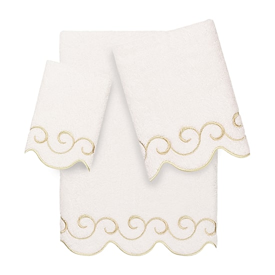 Linum Home Textiles Simplicity Scallop 3-pc. Quick Dry Bath Towel Set
