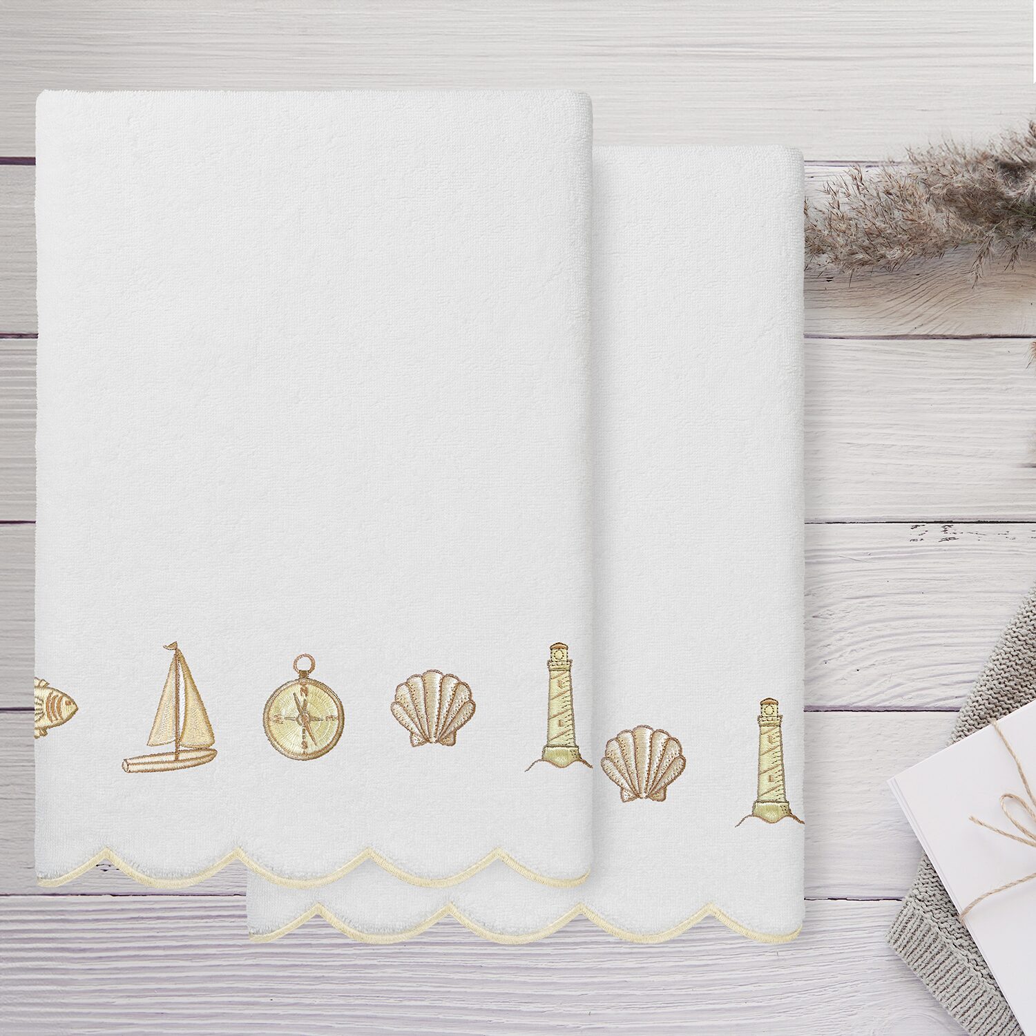 Linum Home Textiles Sea Joy Scallop -pc. Quick Dry Bath Towel Set