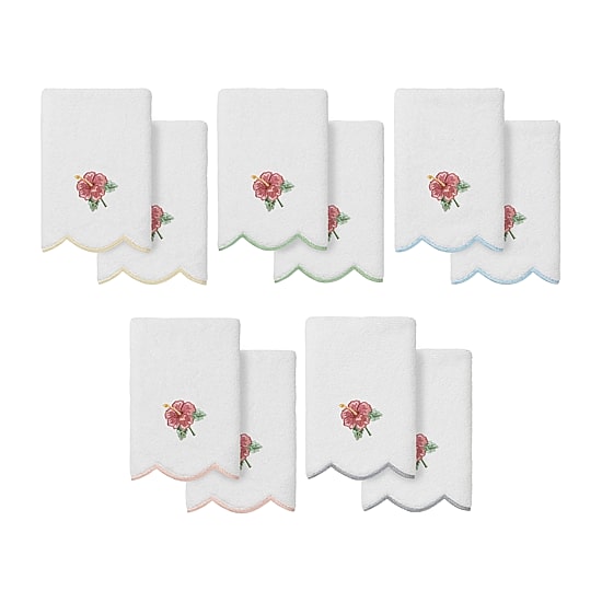 Linum Home Textiles Maui Scallop 2-pc. Embellished Fingertip Towel