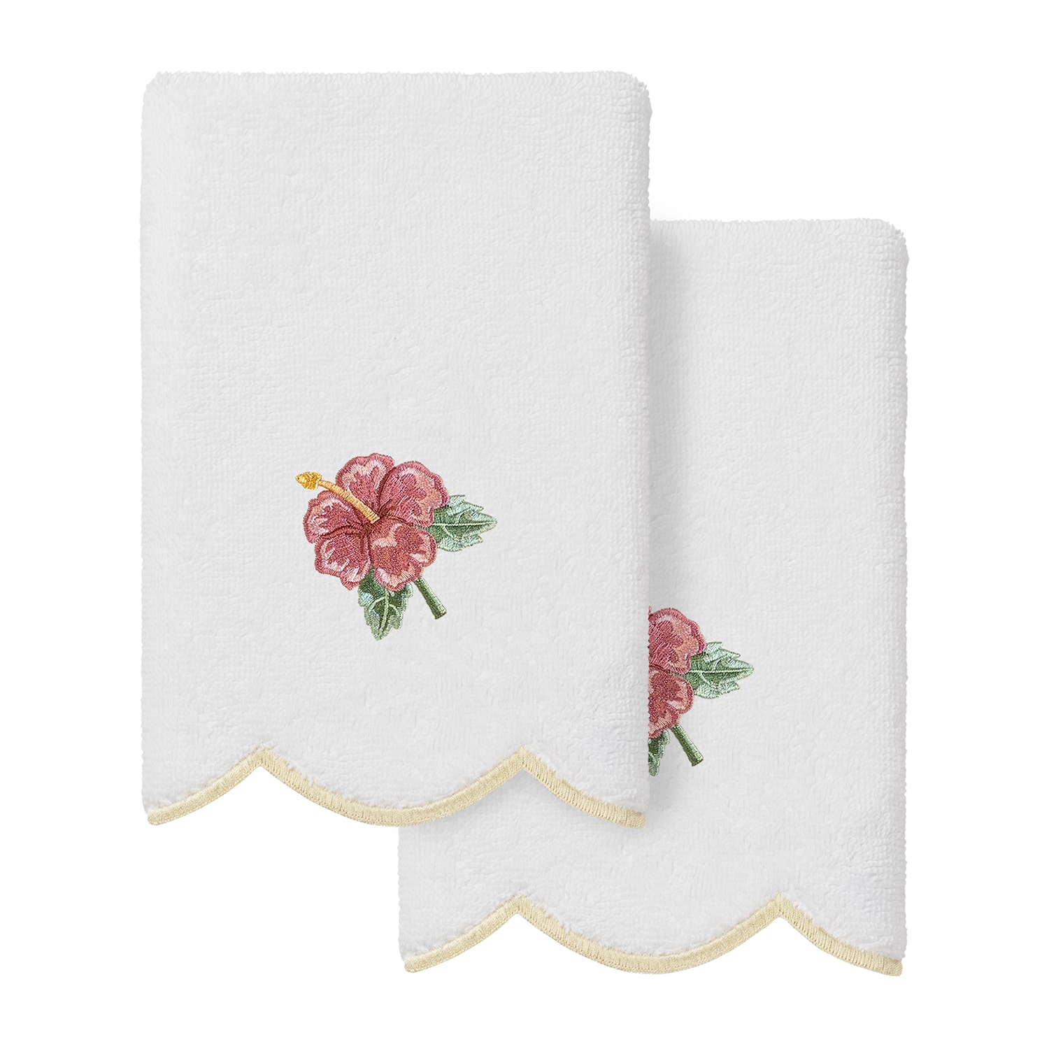 Linum Home Textiles Maui Scallop 2-pc. Embellished Fingertip Towel