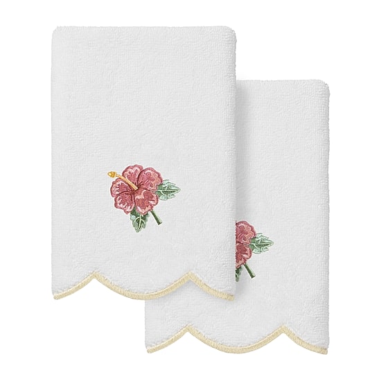 Linum Home Textiles Maui Scallop 2-pc. Embellished Fingertip Towel