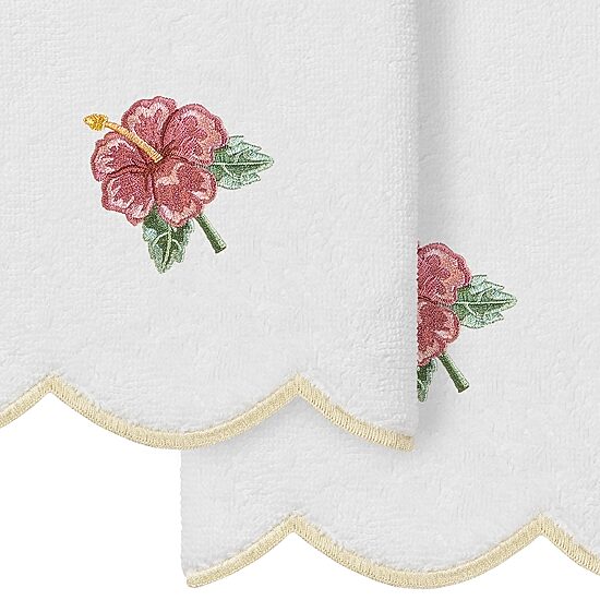 Linum Home Textiles Maui Scallop 2-pc. Embellished Fingertip Towel