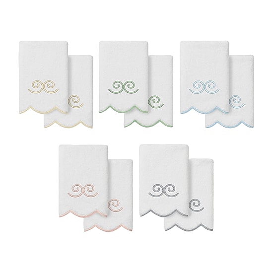 Linum Home Textiles Symmetra Scallop 2-pc. Embellished Fingertip Towel