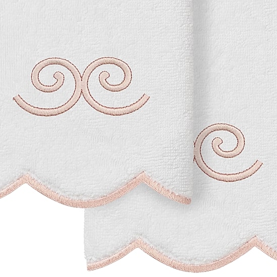 Linum Home Textiles Symmetra Scallop 2-pc. Embellished Fingertip Towel