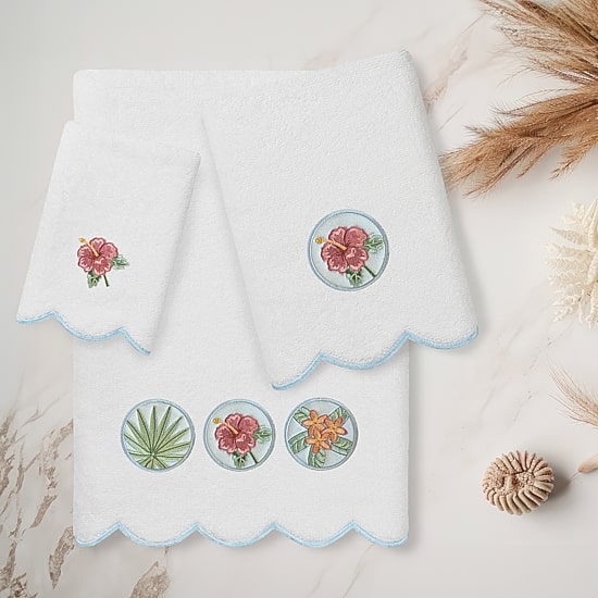 Linum Home Textiles Maui Scallop 3-pc. Quick Dry Bath Towel Set