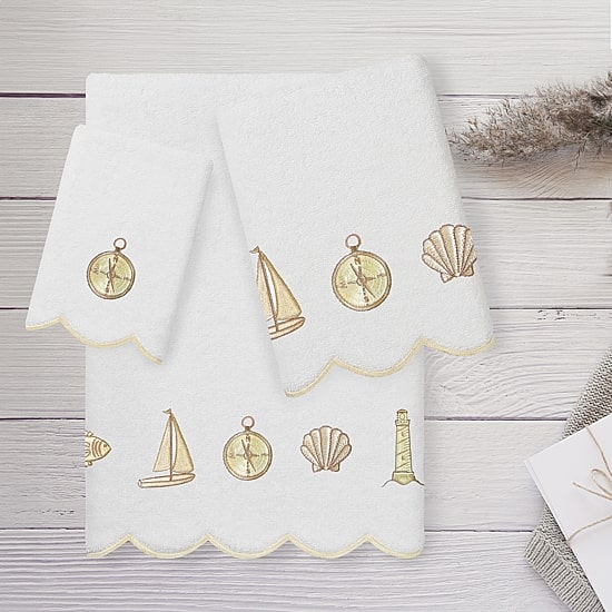 Linum Home Textiles Sea Joy Scallop 3-pc. Quick Dry Bath Towel Set