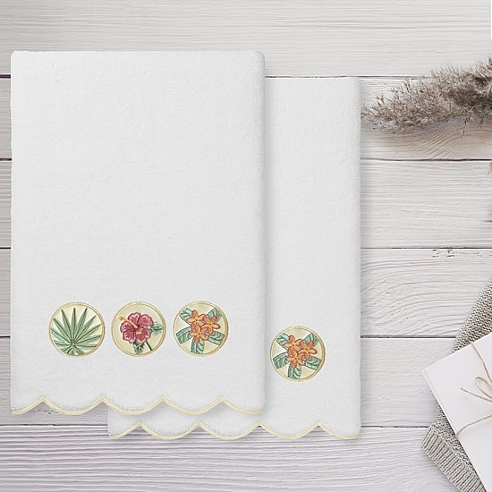 Linum Home Textiles Maui Scallop 2-pc. Quick Dry Bath Towel Set