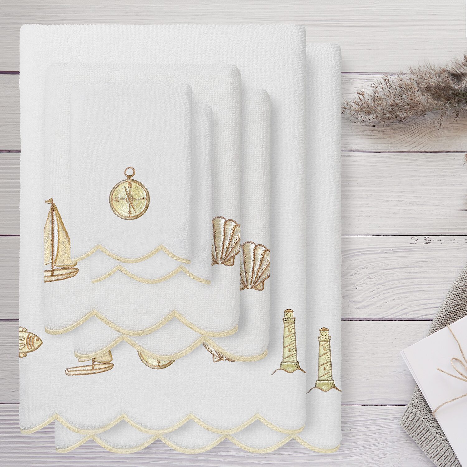 Linum Home Textiles Sea Joy Scallop 6-pc. Quick Dry Bath Towel Set