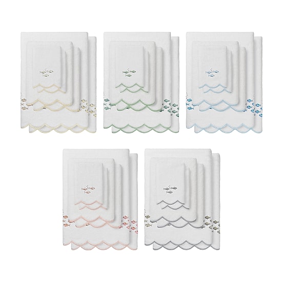Linum Home Textiles Fish School Scallop 6-pc. Quick Dry Bath Towel Set