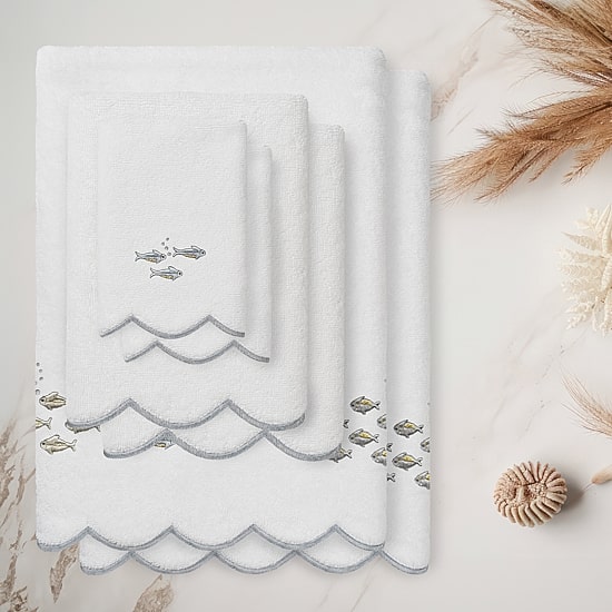 Linum Home Textiles Fish School Scallop 6-pc. Quick Dry Bath Towel Set