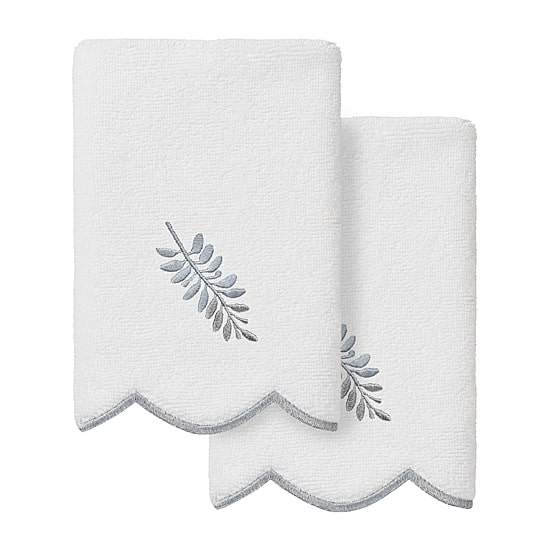 Linum Home Textiles Fern Toss Scallop 2-pc. Embellished Fingertip Towel