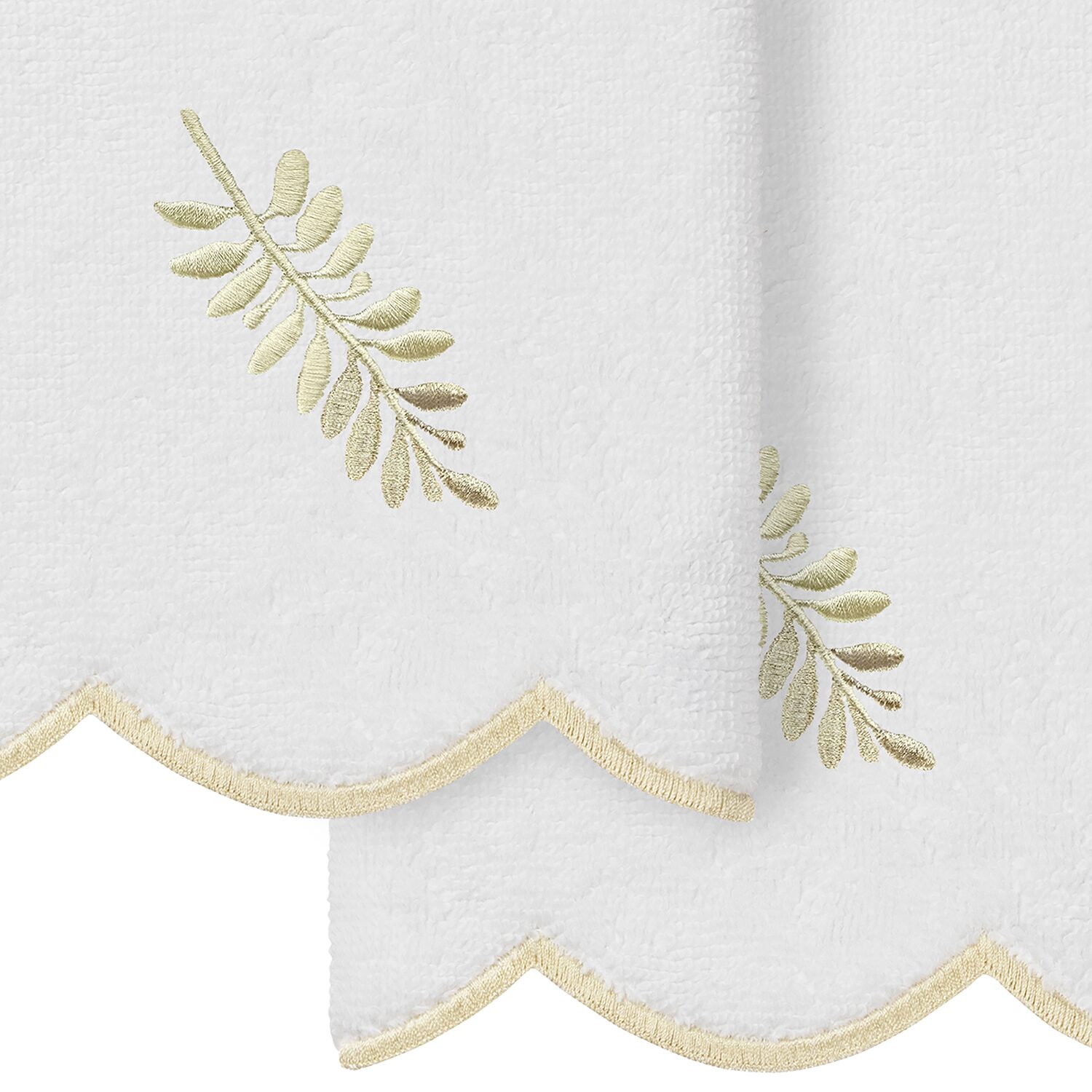 Linum Home Textiles Fern Toss Scallop 2-pc. Embellished Fingertip Towel