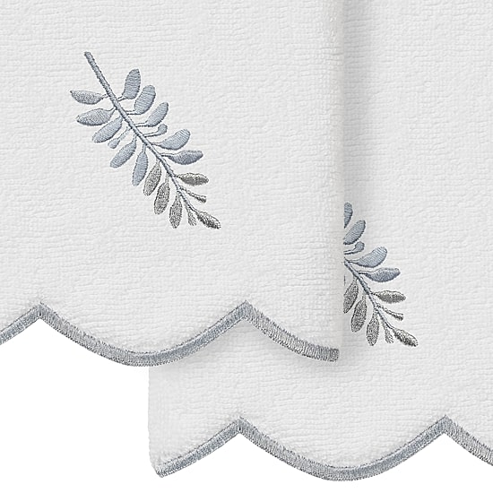 Linum Home Textiles Fern Toss Scallop 2-pc. Embellished Fingertip Towel