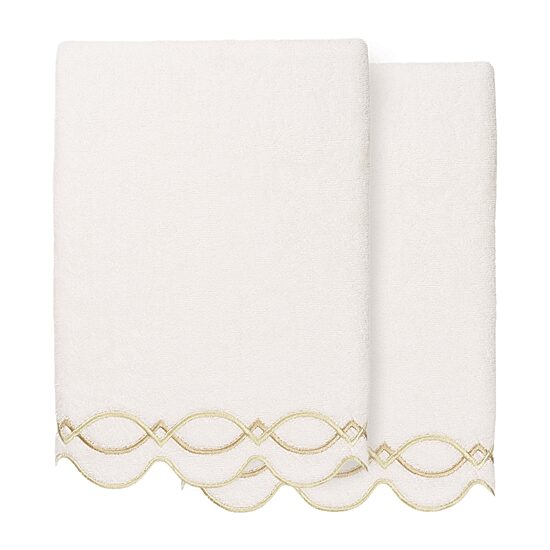 Linum Home Textiles Diamond Chain Scallop 2-pc. Quick Dry Bath Towel Set
