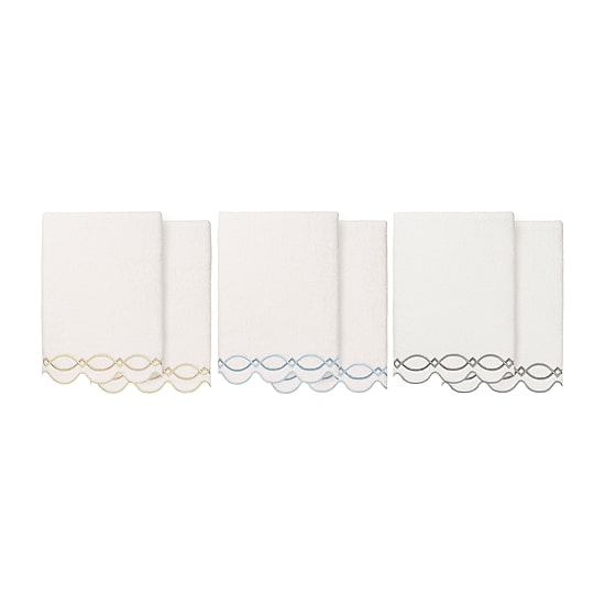 Linum Home Textiles Diamond Chain Scallop 2-pc. Quick Dry Bath Towel Set