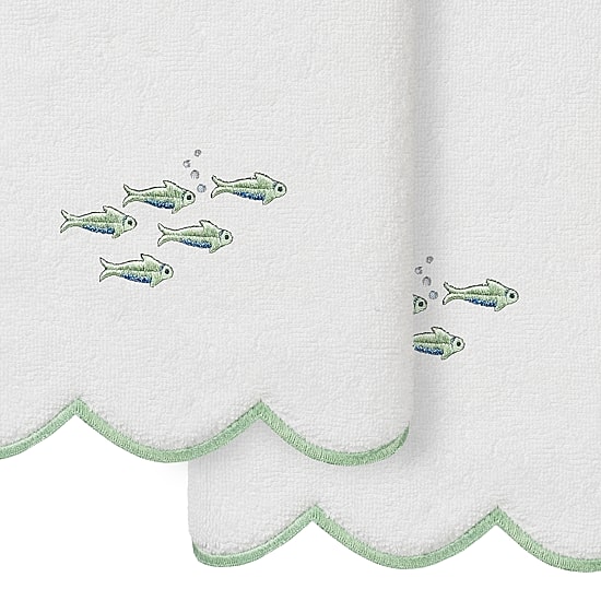 Linum Home Textiles Fish School Scallop 2-pc. Embellished Hand Towel
