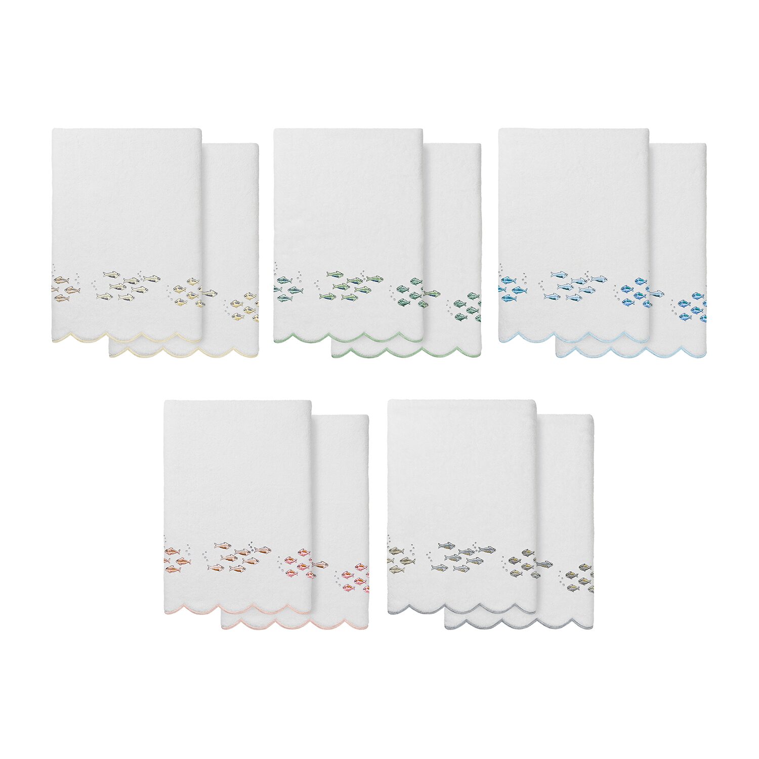 Linum Home Textiles Fish School Scallop 2-pc. Quick Dry Bath Towel Set