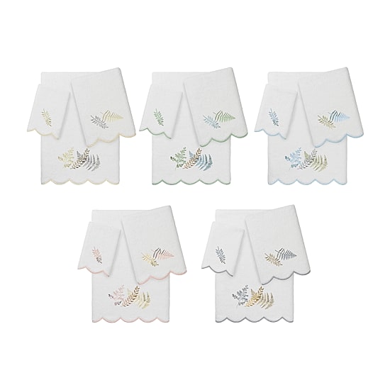 Linum Home Textiles Fern Toss Scallop 3-pc. Quick Dry Bath Towel Set