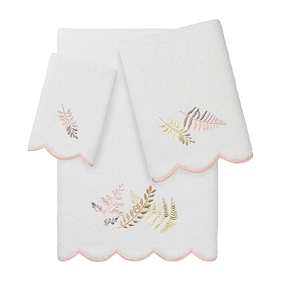Linum Home Textiles Fern Toss Scallop 3-pc. Quick Dry Bath Towel Set