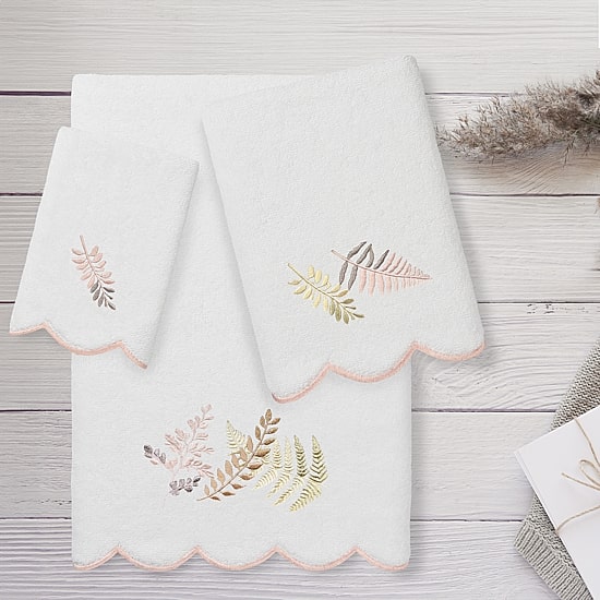 Linum Home Textiles Fern Toss Scallop 3-pc. Quick Dry Bath Towel Set