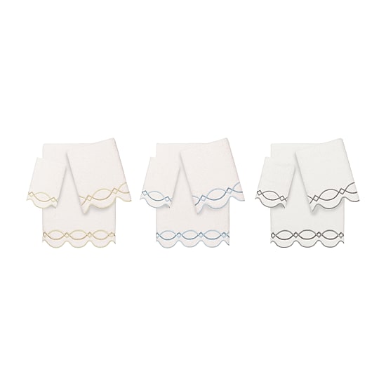 Linum Home Textiles Diamond Chain Scallop 3-pc. Quick Dry Bath Towel Set