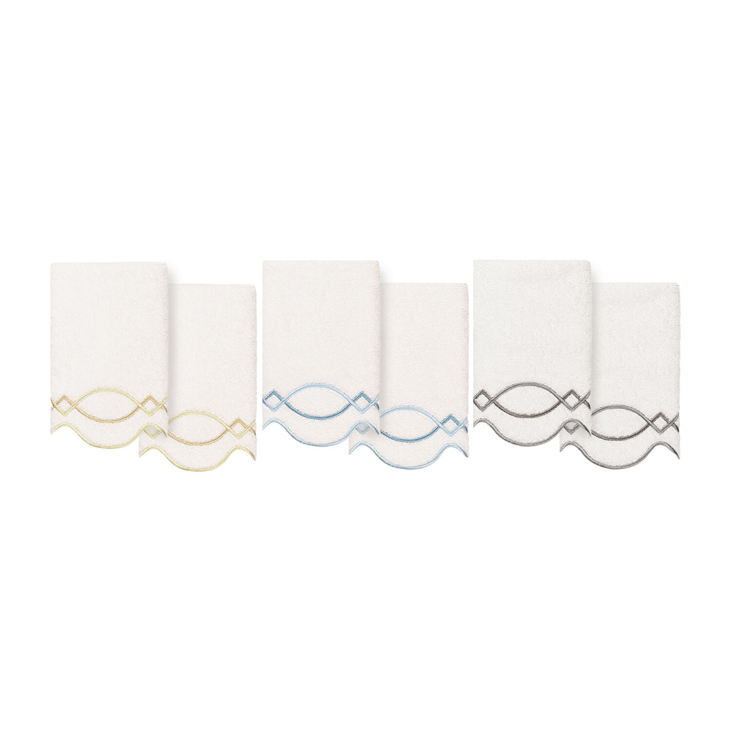 Linum Home Textiles Diamond Chain Scallop 2-pc. Fingertip Towel