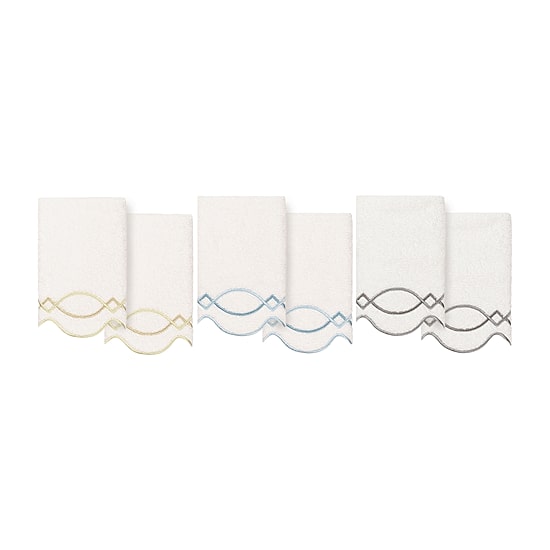 Linum Home Textiles Diamond Chain Scallop 2-pc. Fingertip Towel