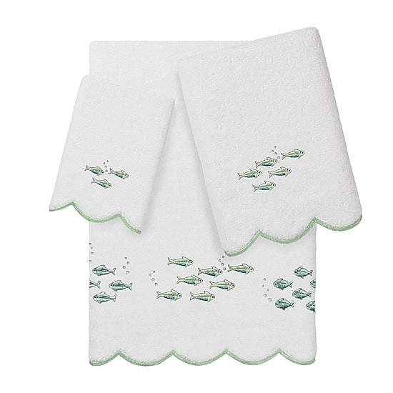 Linum Home Textiles Fish School Scallop 3-pc. Quick Dry Bath Towel Set