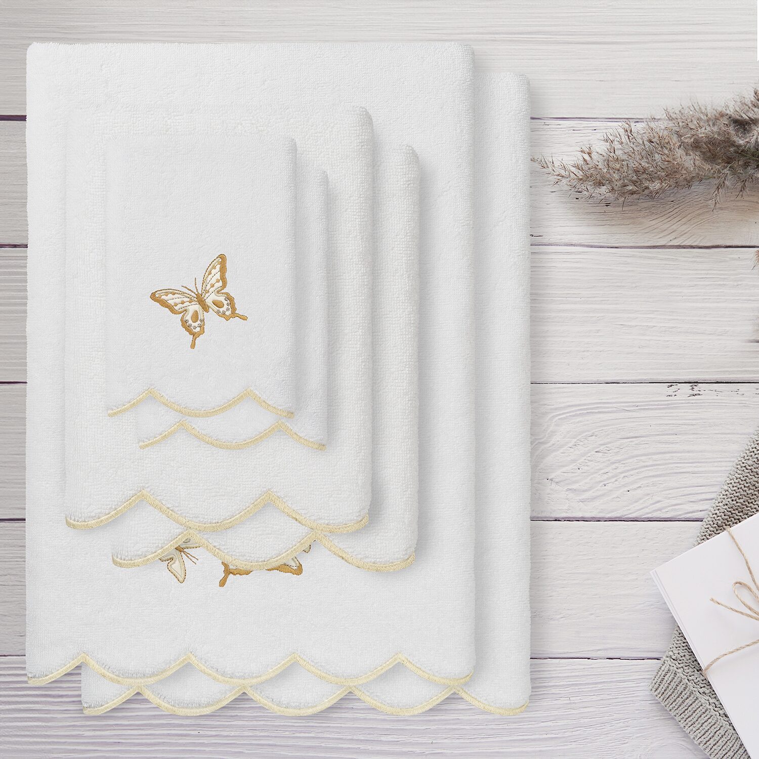 Linum Home Textiles Britney Scallop 6-pc. Quick Dry Bath Towel Set