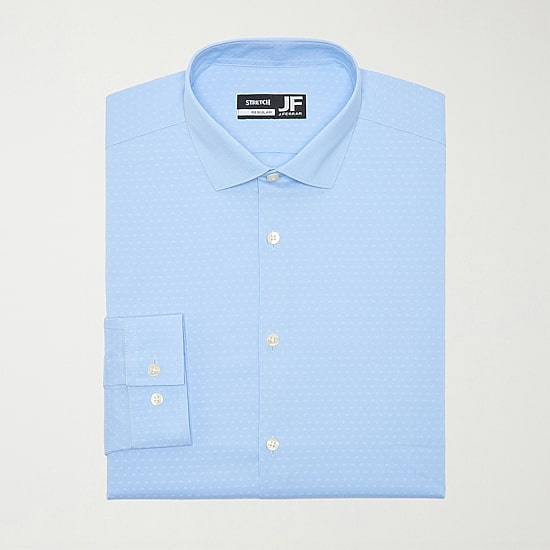 J. Ferrar Ultra Comfort Dobby Mens Regular Fit Stretch Fabric Wrinkle Free Long Sleeve Dress Shirt