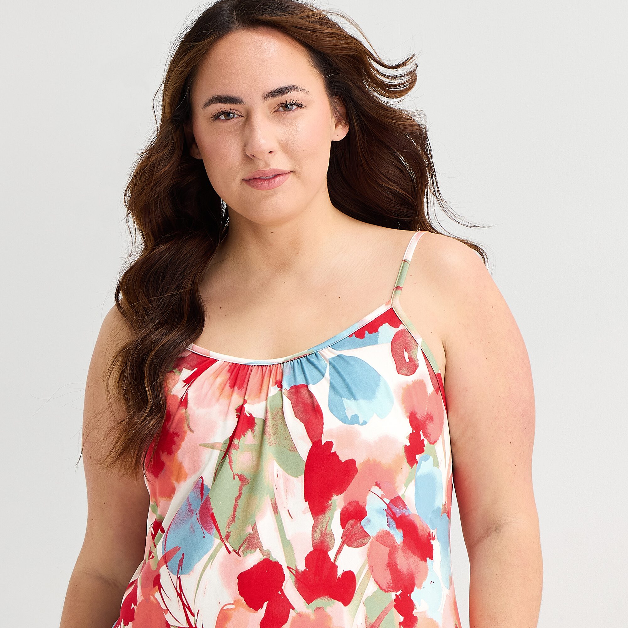Ambrielle Womens Plus Sleeveless Crew Neck Chemise