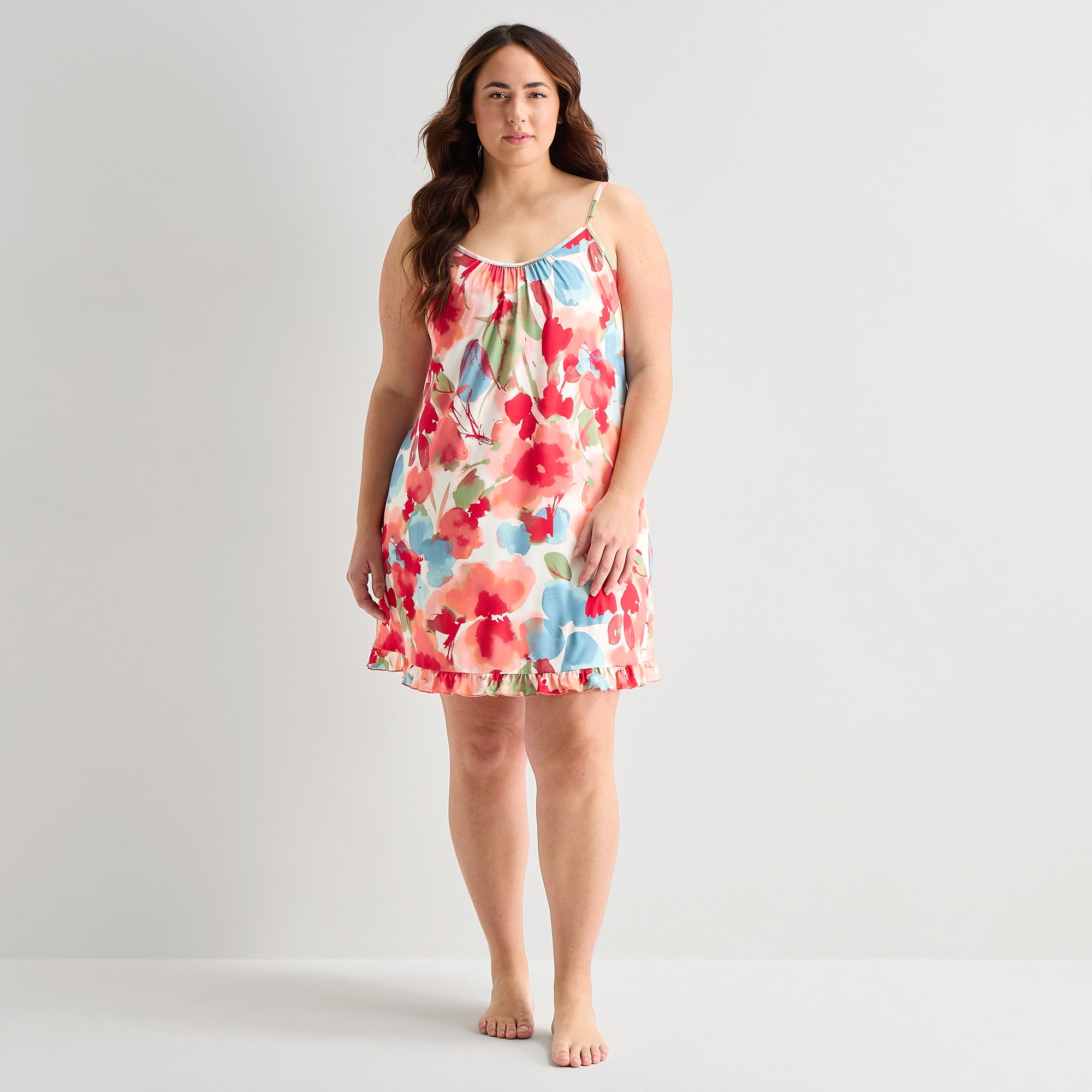 Ambrielle Womens Plus Sleeveless Crew Neck Chemise