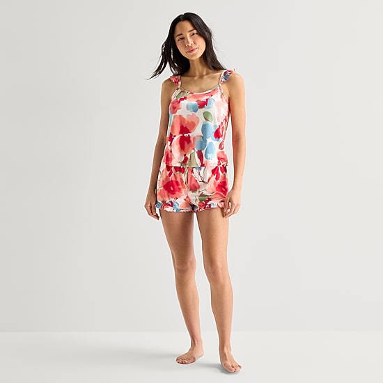 Ambrielle Womens Square Neck Sleeveless 2-pc. Cami Pajama Set