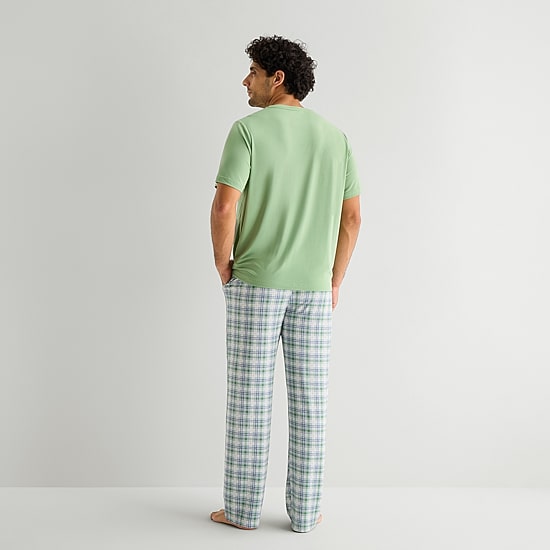 RESTWELL Mens Crew Neck Short Sleeve 2-pc. Pajama Set