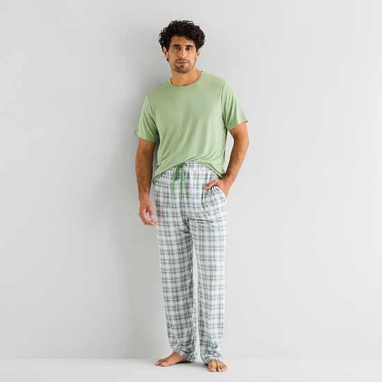 RESTWELL Mens Crew Neck Short Sleeve 2-pc. Pajama Set