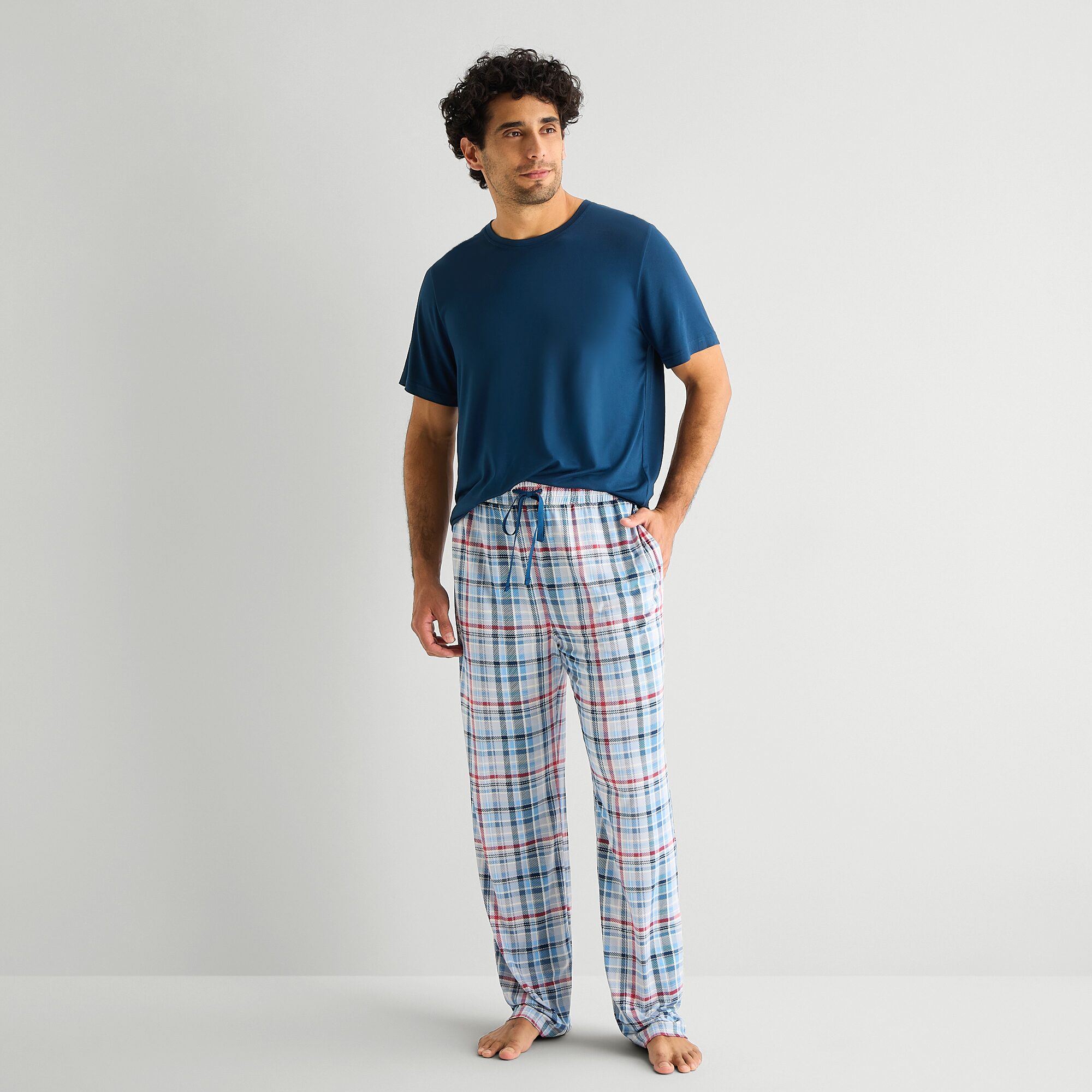 RESTWELL Mens Crew Neck Short Sleeve 2-pc. Pajama Set