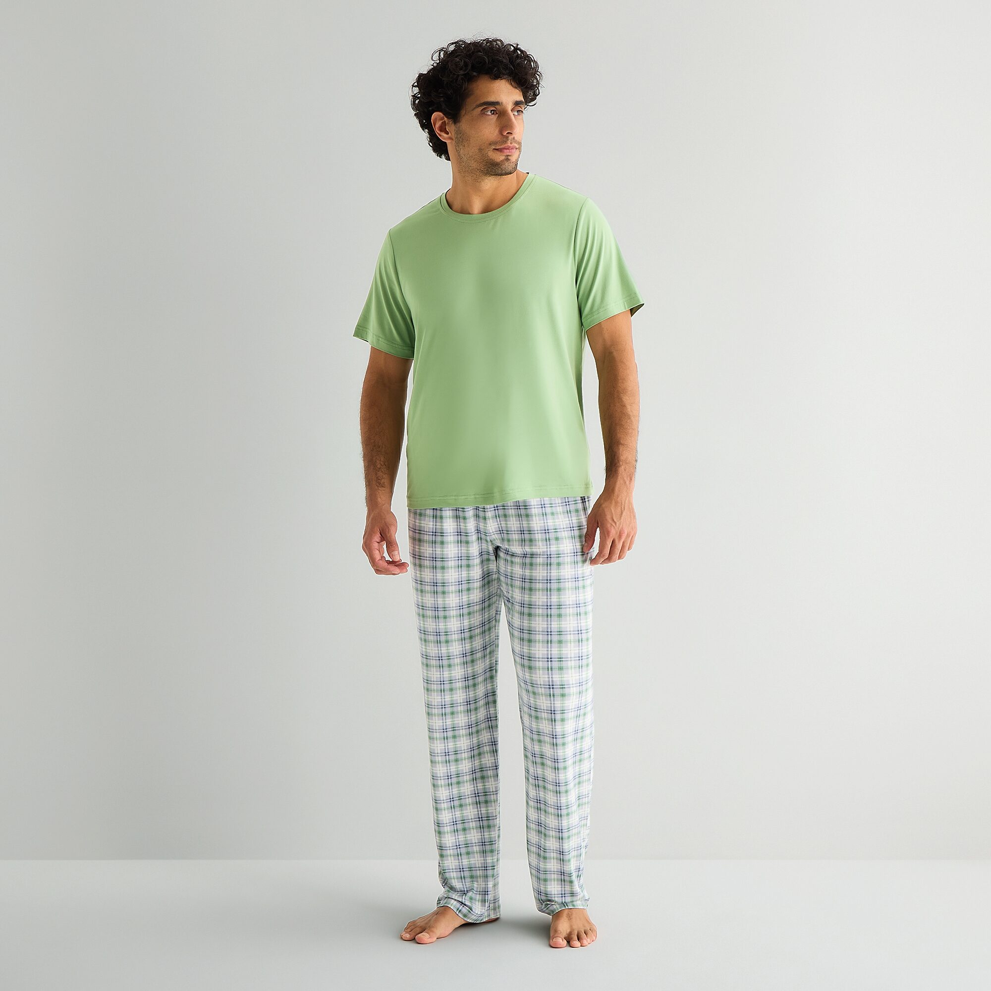 RESTWELL Mens Crew Neck Short Sleeve 2-pc. Pajama Set
