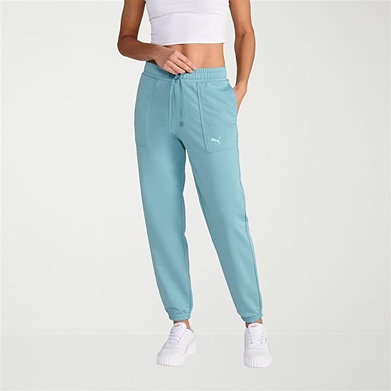 PUMA Womens Stretch Fabric Tapered Mid Rise Relaxed Fit Knit Active Jogger Pant