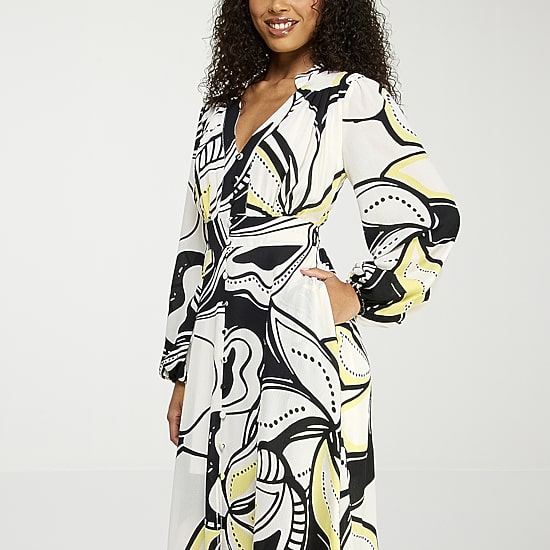 Premier Amour Womens High-Low V Neck Long Sleeve Puffed Maxi Dress