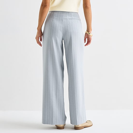Worthington Womens Tall Wide Leg High Rise Pleated Pant