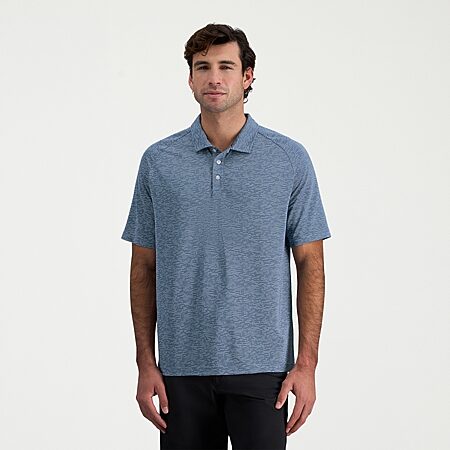 Haggar Rib Knit Zip Front Mens Regular Fit Short Sleeve Polo Shirt